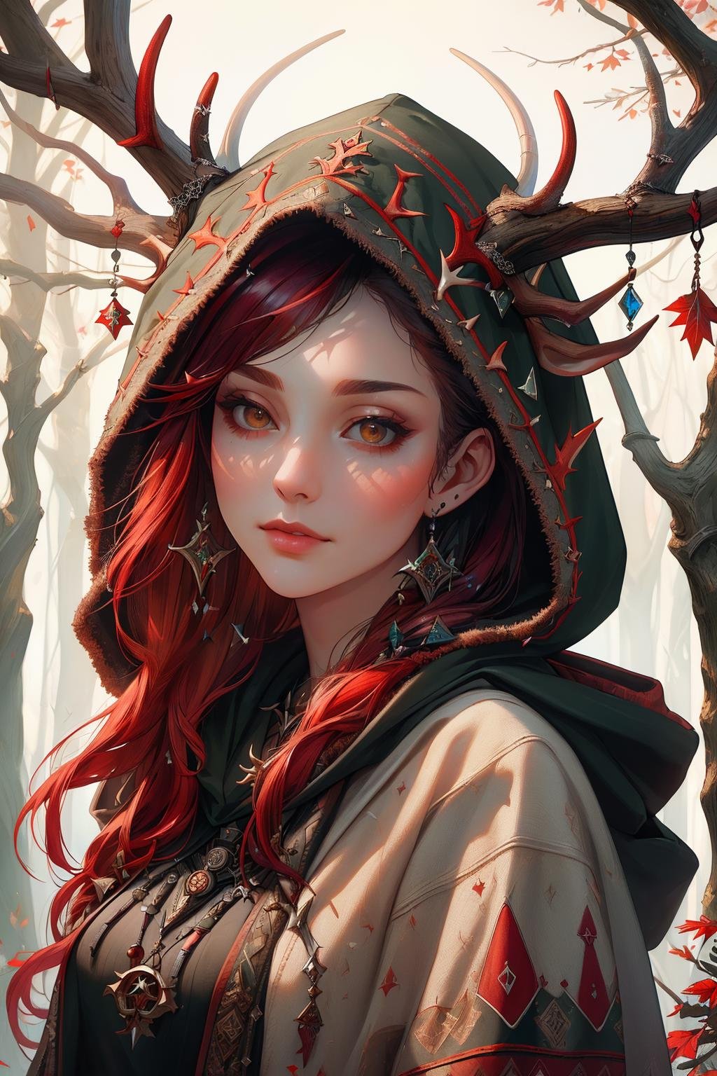 ((Masterpiece, best quality,edgQuality)),edgAntlers, a woman in a hoodie ,dressed in wooden antlers <lora:edgReindeerTeamAntlers:0.8>