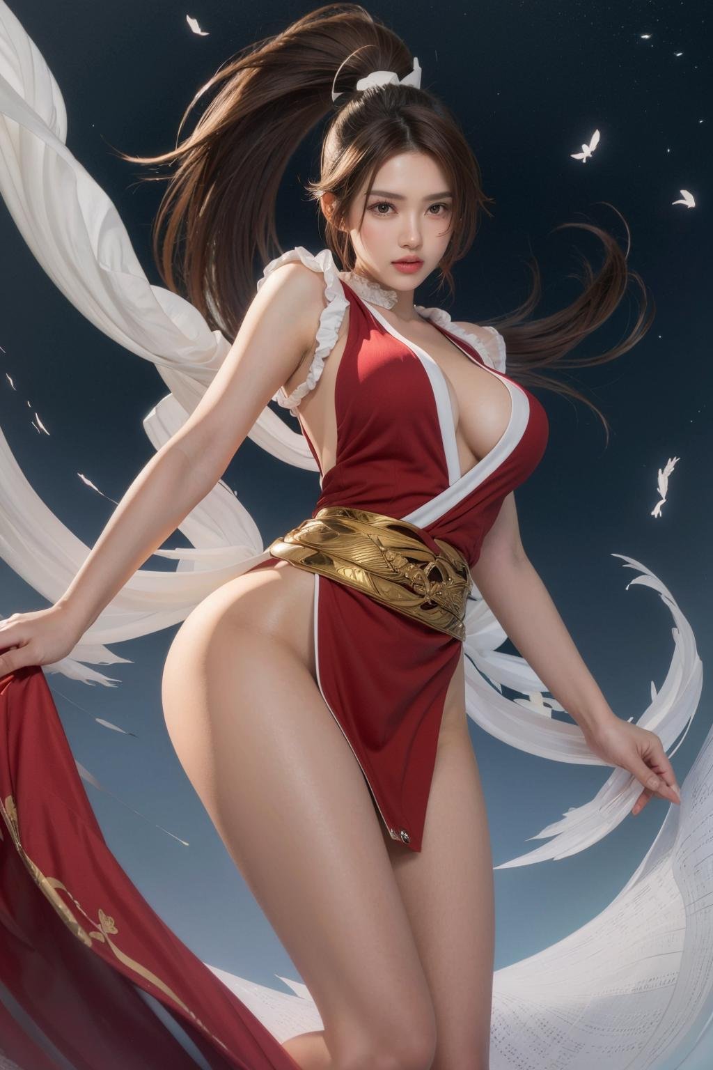 bzhw,1girl,shiranui mai,Best quality,masterpiece,ultra high res,<lora:GoodHands-beta2:1>,<lora:buzhwu-000014:0.7>, marvelous, magnificent, cinematic, dramatic ambient, celestial light, detailed, lovely colors, stunning, infinite