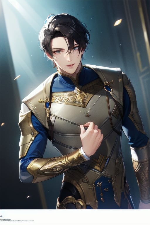 ((masterpiece)),  ((best quality)),  (ultra-detailed),  absurdres,  extremely detailed CG unity 8k wallpaper,  Official Art, [expressive eyes,  beautiful face:0.5],  detailed hands,    upper body,  close up,  solo,  scenery,  illustration,  dramatic lighting,  standing,  arm at side,  seductive smile,  parted lips,  1boy, bishounen,  ((masterpiece)),  , absurdres,  HDR, <lora:GoodHands-beta2:1>