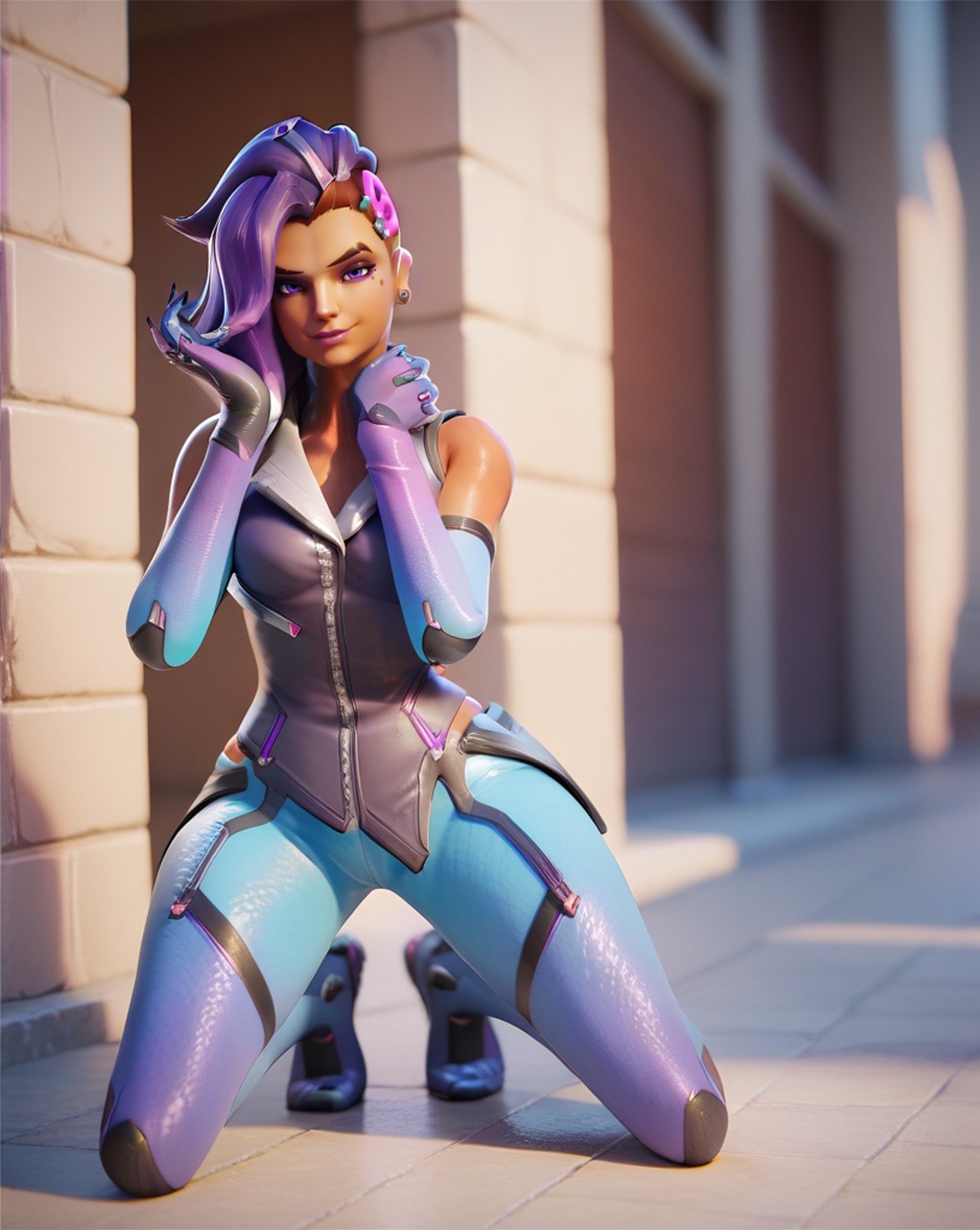 score_9, score_8_up, score_7_up, score_6_up, 1girl, full bodyshot   sombra (overwatch), sombraow2  <lora:sombraow2-000025:.8> looking at viewer,