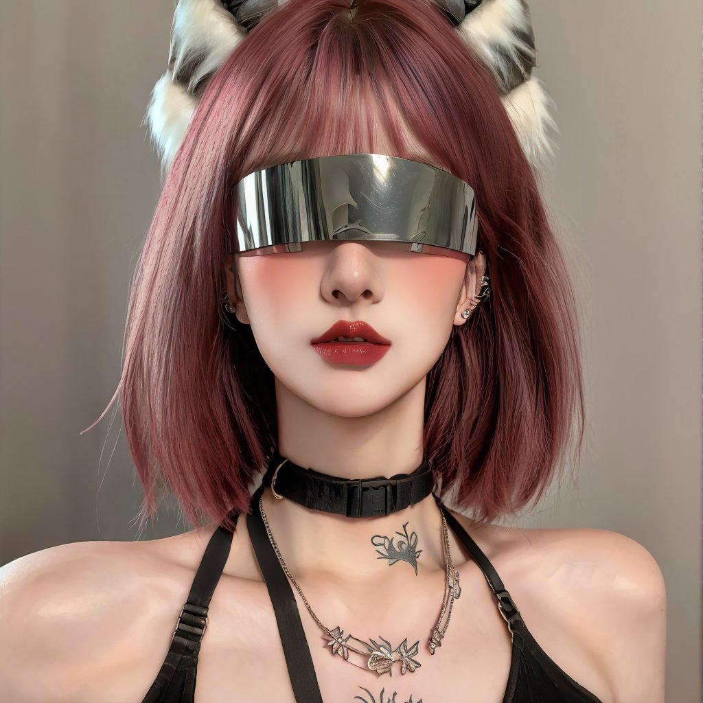 1girl,fair_skin,glamor,slender face,multicolored hair,makeup,fundoshi,eyeshadow,lipstick,light_blush,tattoo,ear_ornament,blindfold,large breasts,standing,<lora:giao-000010:0.8>,<lora:FF_Girl丨多风格lora_v1.0:0.6>,