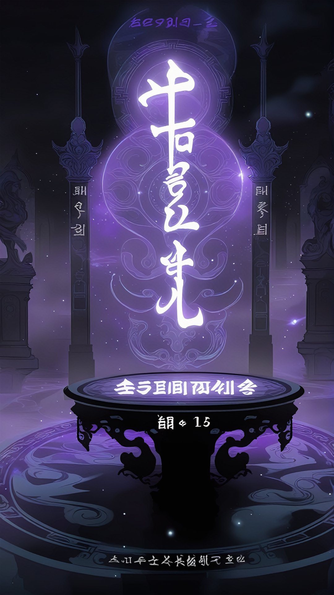 The background of the interface of soul trial activity is the soul field of ink style, surrounded by soul light and shadow and dark atmosphere, creating a mysterious and dignified atmosphere. In the background, there are detailed depictions of the pool of souls and the mysterious trial table, demonstrating the mystery and challenge of soul trials. At the top of the interface is a purple-black banner that reads "Soul Trials" in deep, running letters with a mysterious glow effect<lora:sdxl_21shuimojiemian:0.6>,