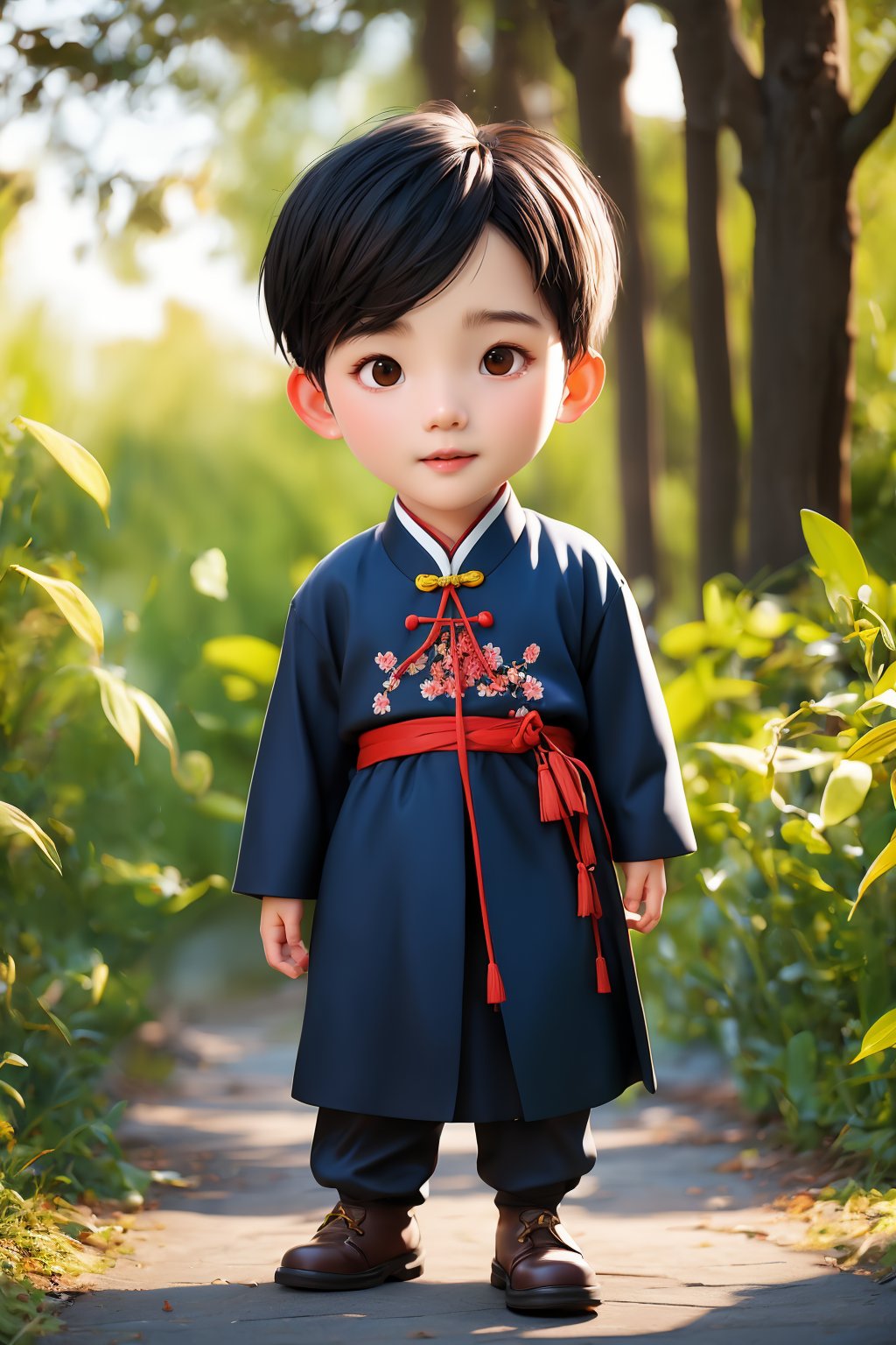 1boy,outdoors,chinese clothes,full body,black hair,