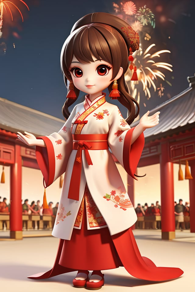 chinese girl,firecrackers,fireworks,loong,spring festival,wawa