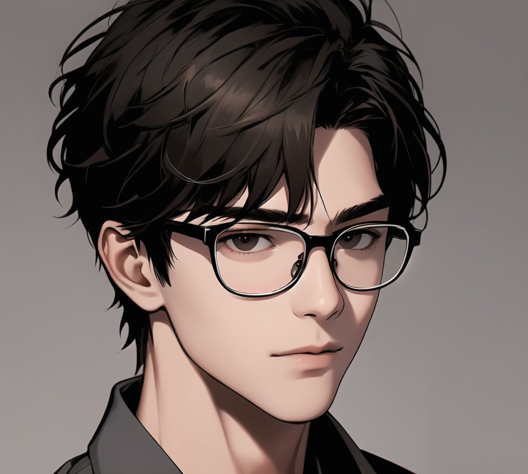 1boy,short brown hair,black eyes,glasses,grey shirt,high definition,8k,perfect detail,teacher,detailed face,