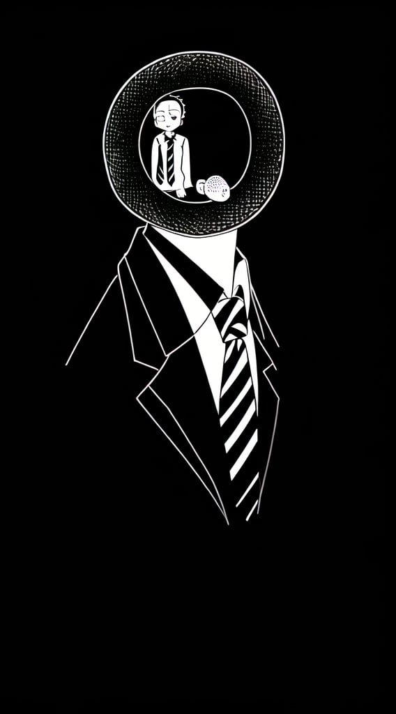 mty,black background, formal, greyscale, letterboxed, male focus, monochrome, necktie, shirt, solo, striped, suit, transparent background, black background, food, transparent background