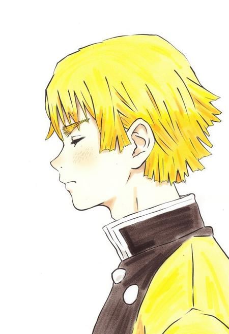 zaodao drawing, Zenitsu Agatsuma the boy,  yellow hair