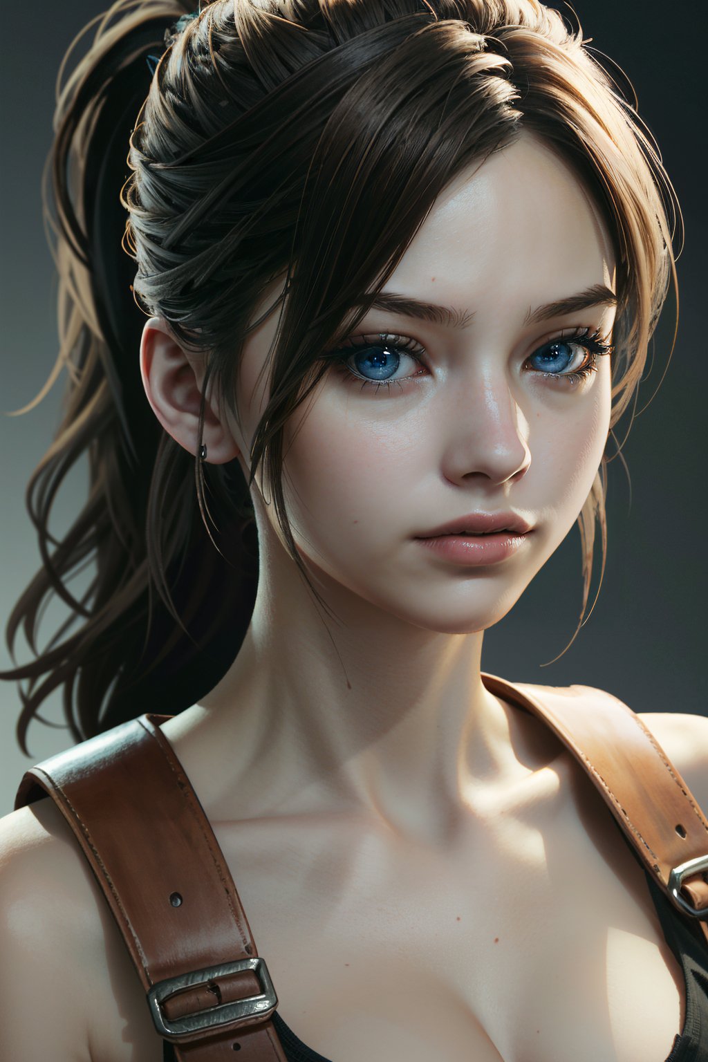 ((ultra detailed, masterpiece, absurdres)) <lora:RE2Claire:0.8>RE2Claire, 1girl, brown hair, blue eyes, portrait