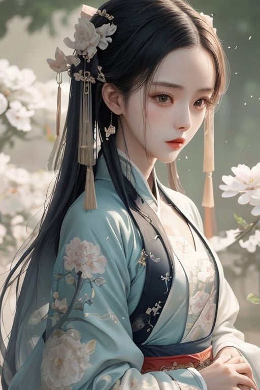 Hanfu-12, <lora:Hanfu:1.5>, a woman, close-up