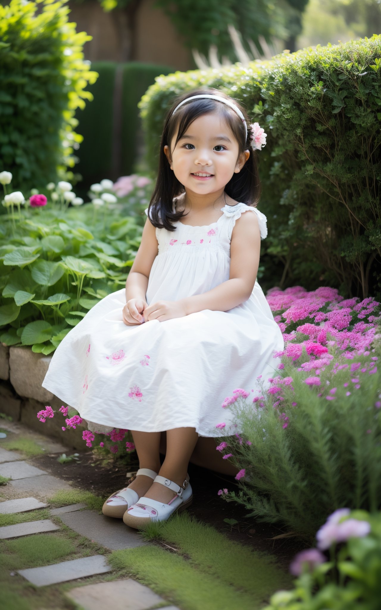 a little girl in the garden,