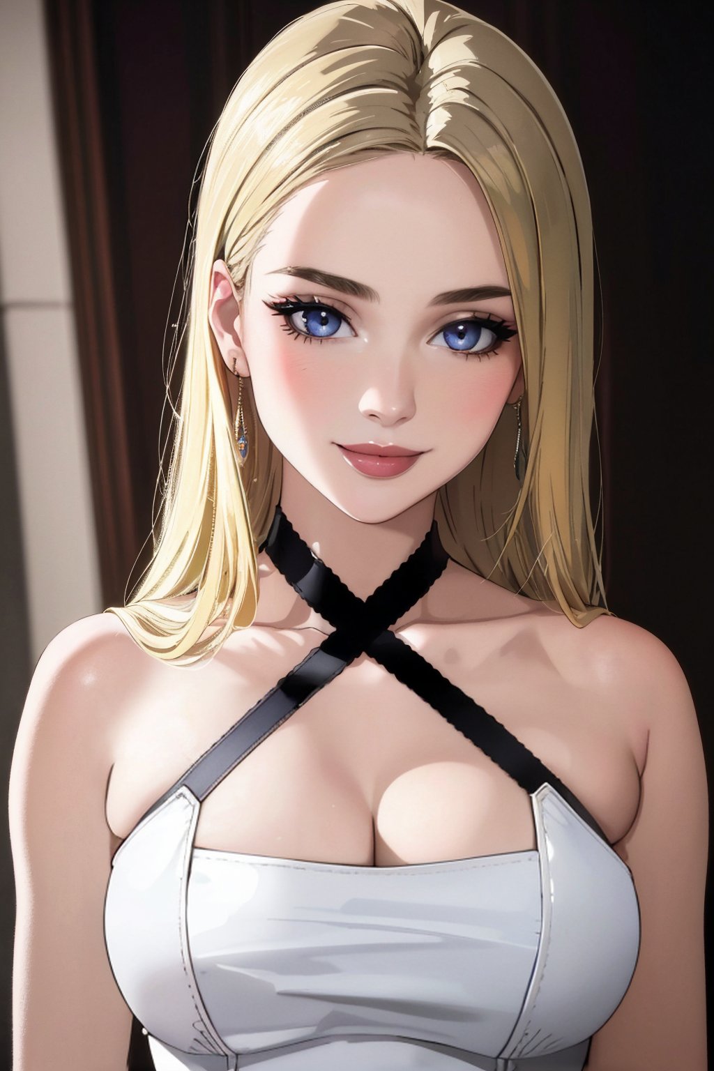 ((Masterpiece, best quality,edgQuality)),smile,(portrait,face focus)blonde,edgInf_woman,edgInf_face,edgInf_body, a woman wearing a dress<lora:edgInfluencerDollLikeness:0.8>edgCCH, breasts,collarbone, halterneck ,criss-cross halter <lora:edgCrissCrossHalter:1>