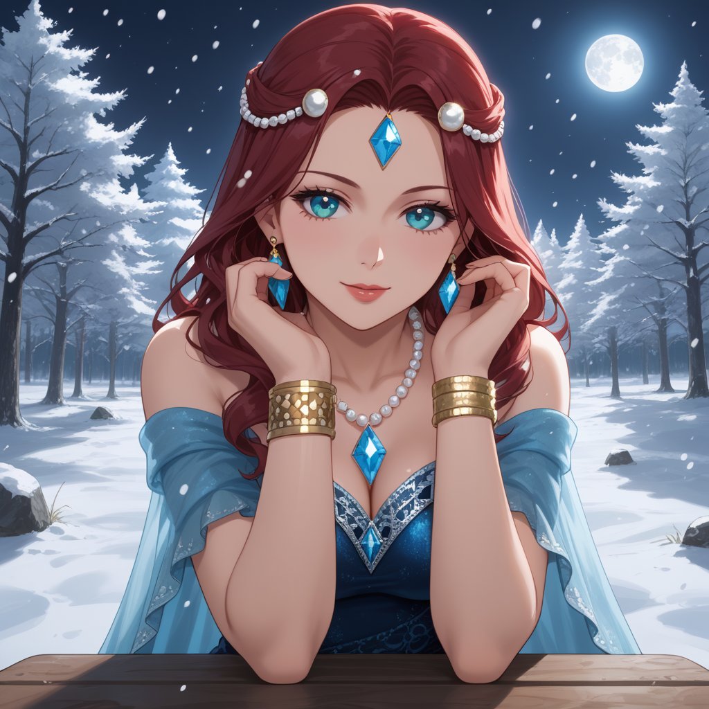 (,1girl, ,best quality, ),,  picture-perfect face,   clean, masterpiece,     cinematic lighting, cinematic bloom, fantasy,  , unreal, science fiction, ((,1girl, pov,))(((,tree, 1girl, full moon,snowing,snow ,solo,     solo focus,  long_hair, looking_at_viewer,  )))  (rich:1.4,)     prestige, luxury, jewelry, diamond, gold, pearl, gem, sapphire, ruby, emerald, intricate detail, delicate pattern, charming, alluring, seductive, erotic, enchanting, hair ornament, necklace, earrings, bracelet, ,(sit),