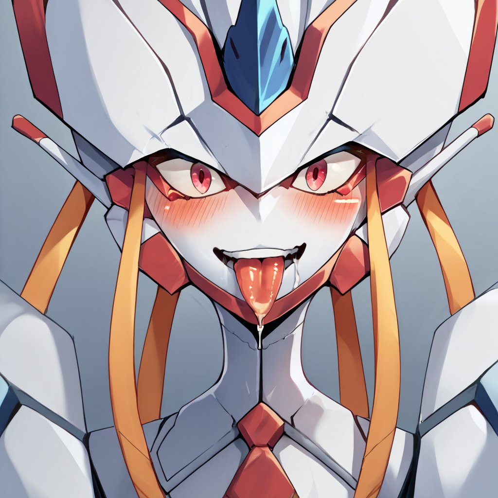 score_9, score_8_up, score_7_up, score_6_up, score_5_up, score_4_up, source_anime,  Strelizia, robot, portrait, yandere, blushed, saliva, drool, tongue out