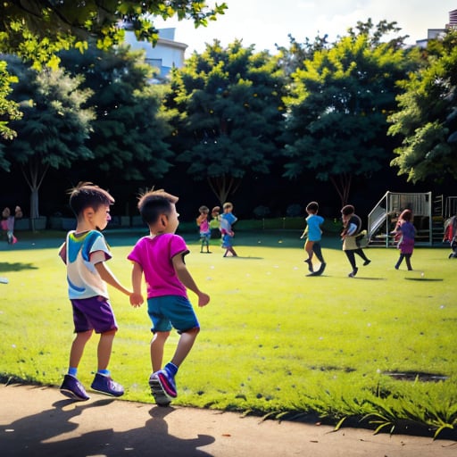 <ti:AS-Youngest> <lora:67714651F7:0.75> A playful scene of boys and girl in a park playing, wearing colourful clothing, vibrant colors       Negative prompt: (worst quality:1.5), (low quality:1.5), (normal quality:1.5), bad anatomy, bad hands, multiple eyebrows, (cropped), extra limb, missing limbs, deformed hands, long neck, long body, (bad hands), signature, username, artist name, conjoined fingers, deformed fingers, ugly eyes, imperfect eyes, skewed eyes, unnatural face, unnatural body, error, painting by bad-artist, ugly, boring, extra limbs, extra fingers, poorly drawn face, poorly drawn hands, poorly drawn eyes, red eyes, blurry, plastic, out of frame, off-center, duplicate, duplicate heads, floating limbs, bad anatomy, mutation, disfigured, deformed, watermark, signature, cluttered, extra paws, missing legs, missing arms, missing fingers, mutated hands and fingers, cut off, body out of frame, ugly, boring, extra limbs, extra fingers, poorly drawn face, poorly drawn hands, poorly drawn eyes, red eyes, blurry, plastic, out of frame, off-center, duplicate, duplicate heads, floating limbs, bad anatomy, mutation, disfigured, deformed, watermark, signature, cluttered, extra paws, missing legs, missing arms, missing fingers, mutated hands and fingers, cut off, body out of frame, low-res(bad quality:1.2), (worst quality: 1.2), <ti:easynegative>, bad-hands-5       Steps: 20, Seed: 3768120057565045, Sampler: DPM++ 2M, CFG scale: 7.5