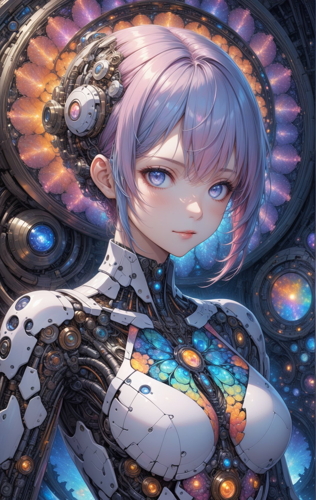 (masterpiece, top quality, best quality, official art, beautiful and aesthetic:1.2),(1girl:1.4),upper body,([pink|blue] hair:1.5),extreme detailed,(fractal art:1.3),(colorful:1.5),highest detailed,(Mechanical modification:1.5), <lora:aesthetic_anime_v1s:1.2>