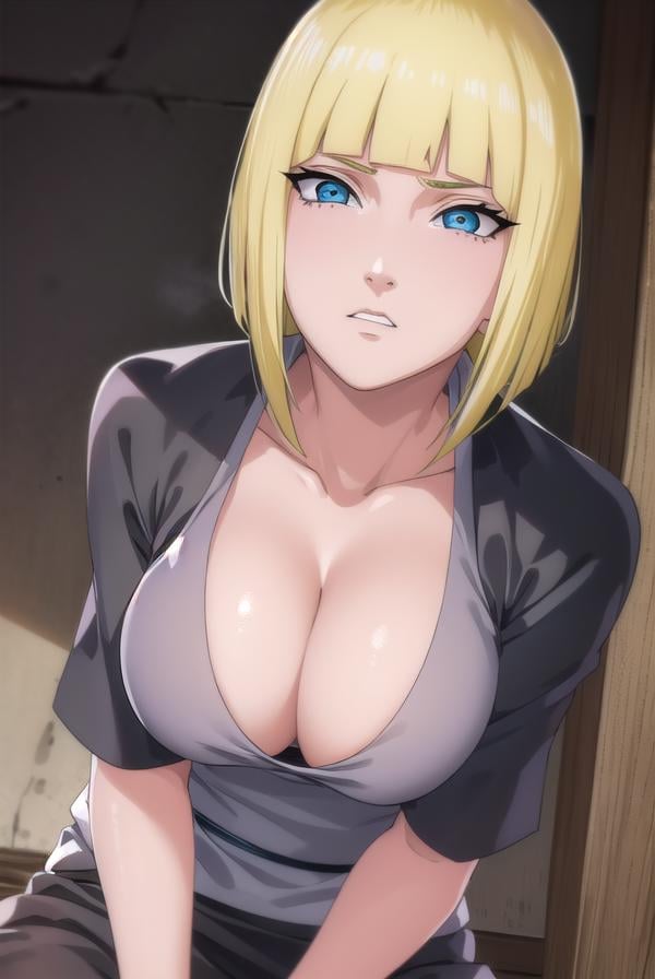 samui, <lora:samui-lora-nochekaiser:1>, samui, blue eyes, blonde hair, short hair, bangs, blunt bangs,BREAK cleavage, fishnets, dress, grey dress, skirt, grey skirt,BREAK cowboy shot, looking at viewer, BREAK indoors,BREAK <lyco:GoodHands-beta2:1>, (masterpiece:1.2), best quality, high resolution, unity 8k wallpaper, (illustration:0.8), (beautiful detailed eyes:1.6), extremely detailed face, perfect lighting, extremely detailed CG, (perfect hands, perfect anatomy),