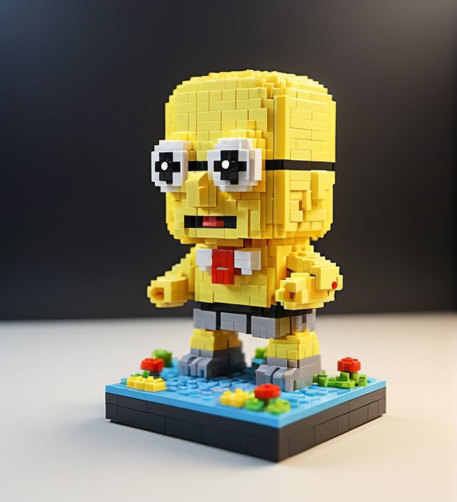 Lego pixel art,toy,3d model,detailed,playful,creativity,fine craftsmanship,childhood,hobby,indoor,studio lighting,<lora:微型像素-000009:0.6>,Spongebob Ōboshi Squidward,