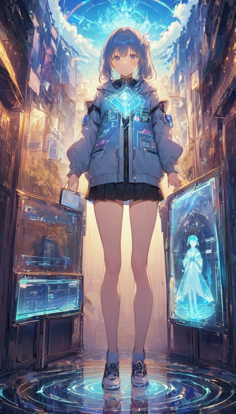 hologram_art_style,hologram,1girl,scenery,reflection,science fiction,fantasy,holographic interface,planet,fake screenshot,spacecraft,<lora:lora.by_tusi:0.7>,