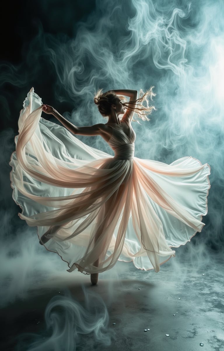 Ethereal Ballet Dancer in a Smoke-filled Studio,