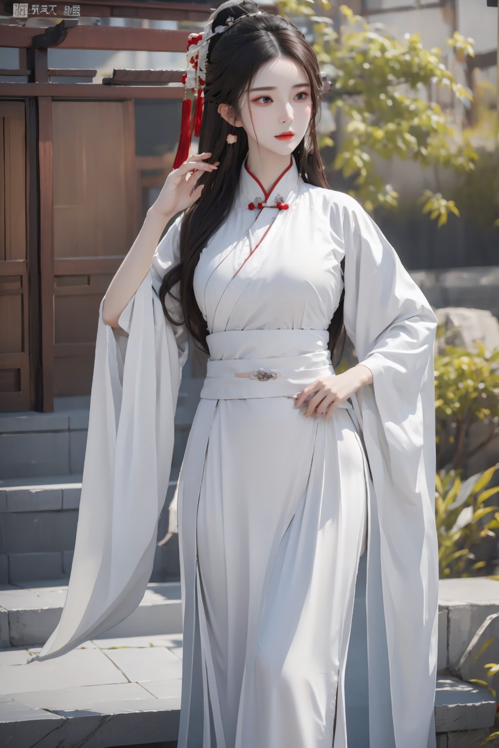 (masterpiece),(best quality),(ultra detailed),realistic,1woman,solo,hips up,closed mouth,hanfu,accessories,<lora:ntmix:0.7>,