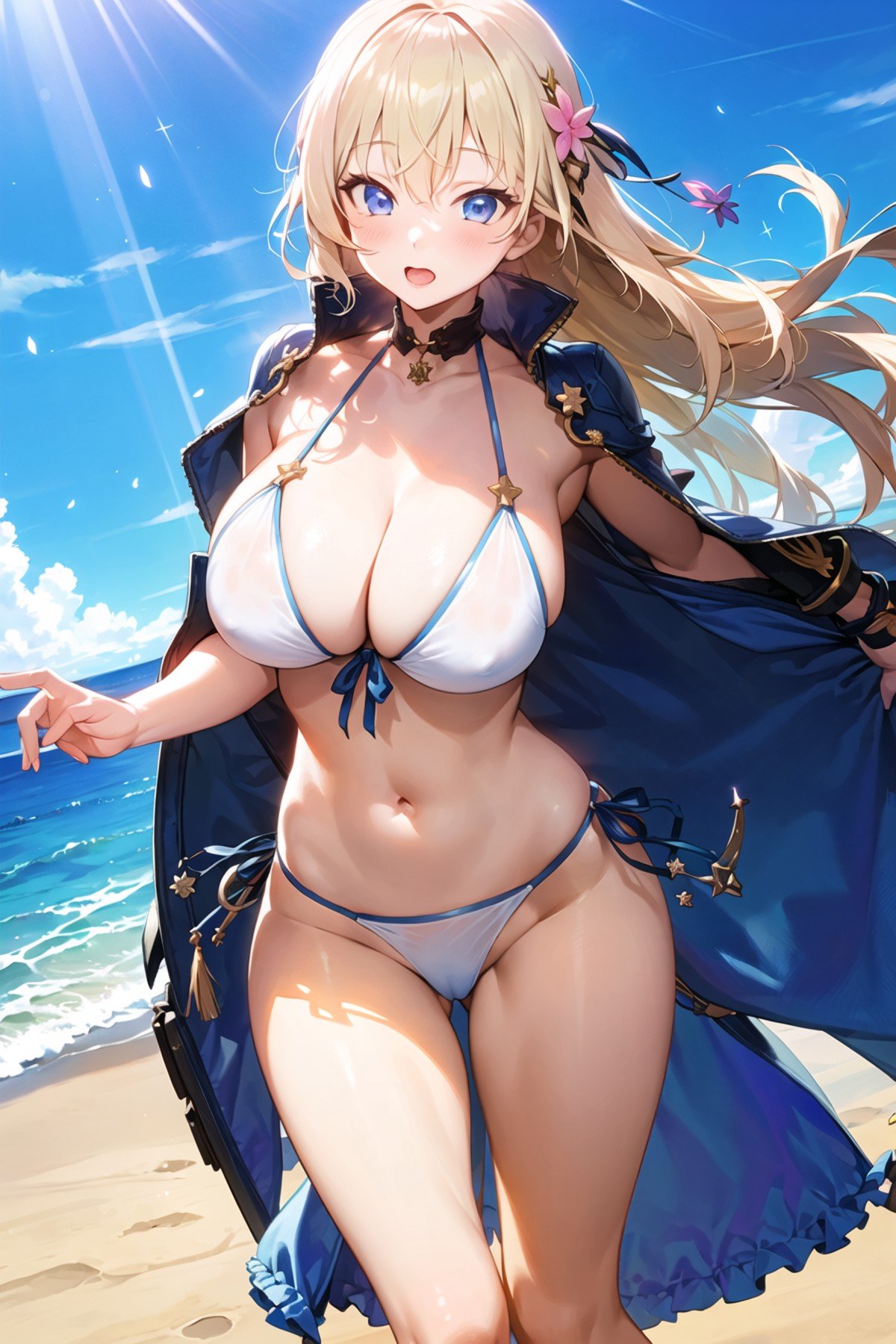 <lora:apstyle:0.9> apstyle1girl,bikini, beach, light particles, light rays, wallpapermasterpiece best quality 1girl