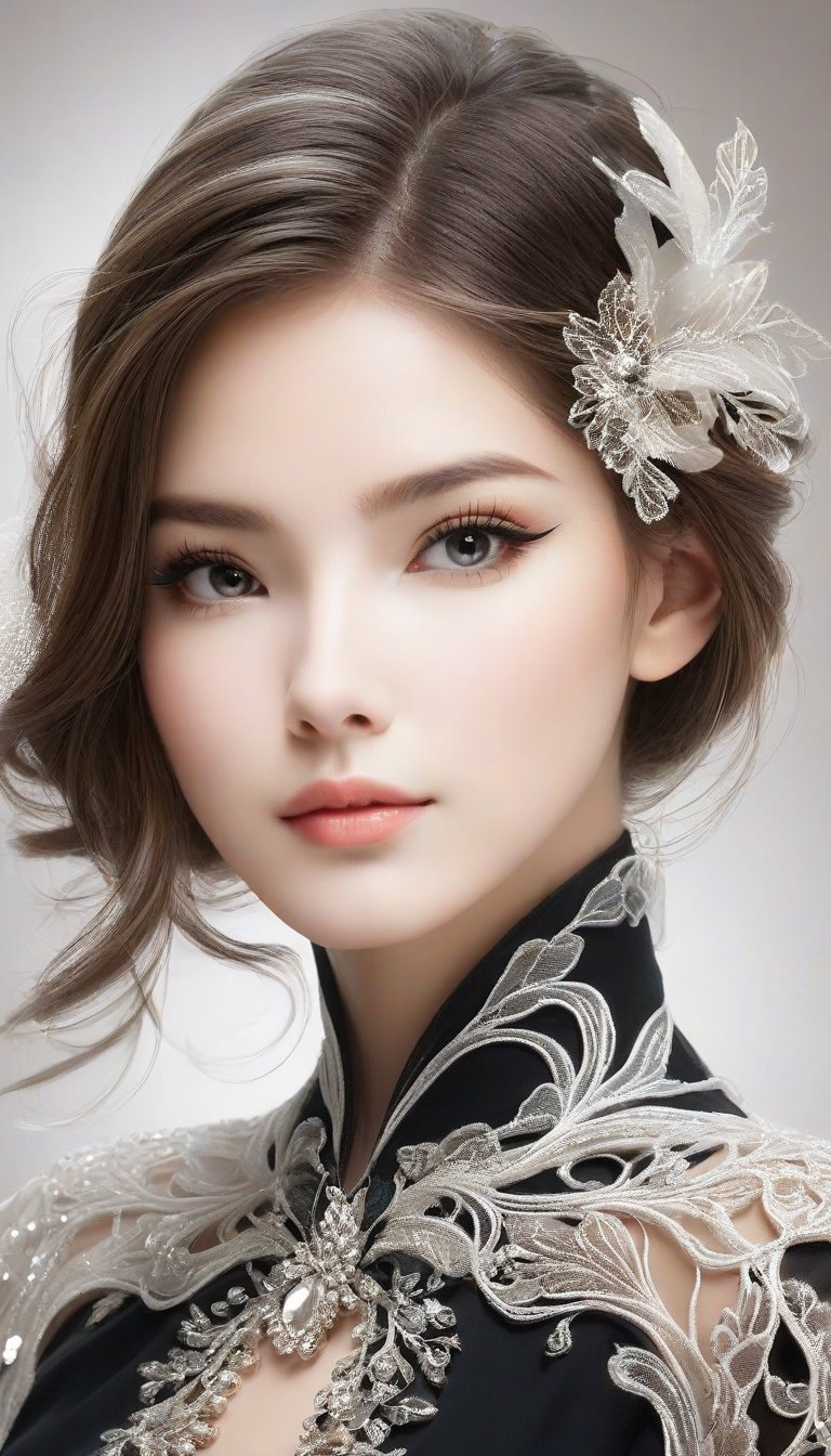 CG,1girl,Elegant,Portrait Photogram,detailed gorgeous face,