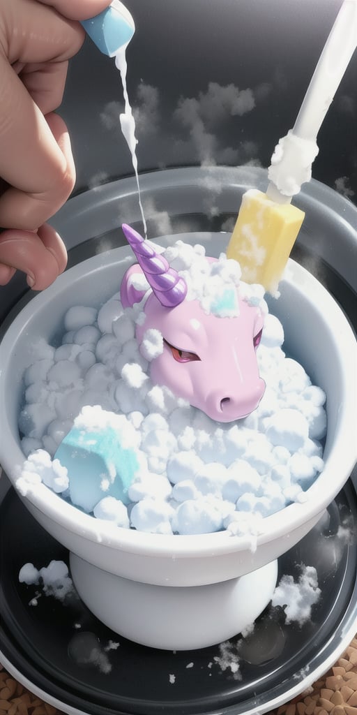 made of bath foam and soap bubbles,  photograph capturing a unicorn,  with sharp focus,  vibrant colors,  strong film grain,  cinematic lighting, <lora:EMS-70526-EMS:0.400000>, , <lora:EMS-72984-EMS:0.800000>, , <lora:EMS-69901-EMS:0.800000>