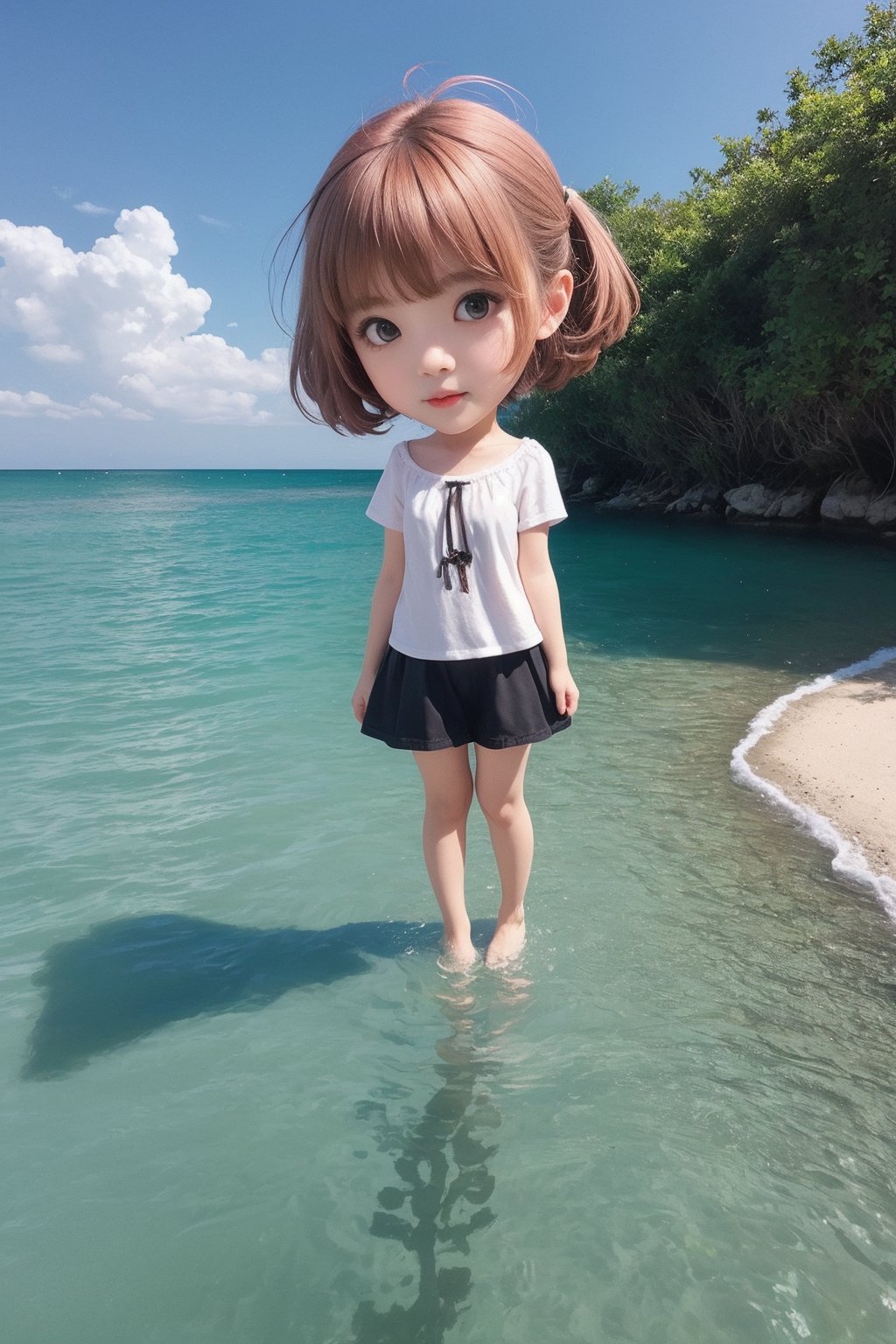 1girl,full body,chibi,outdoors,sea