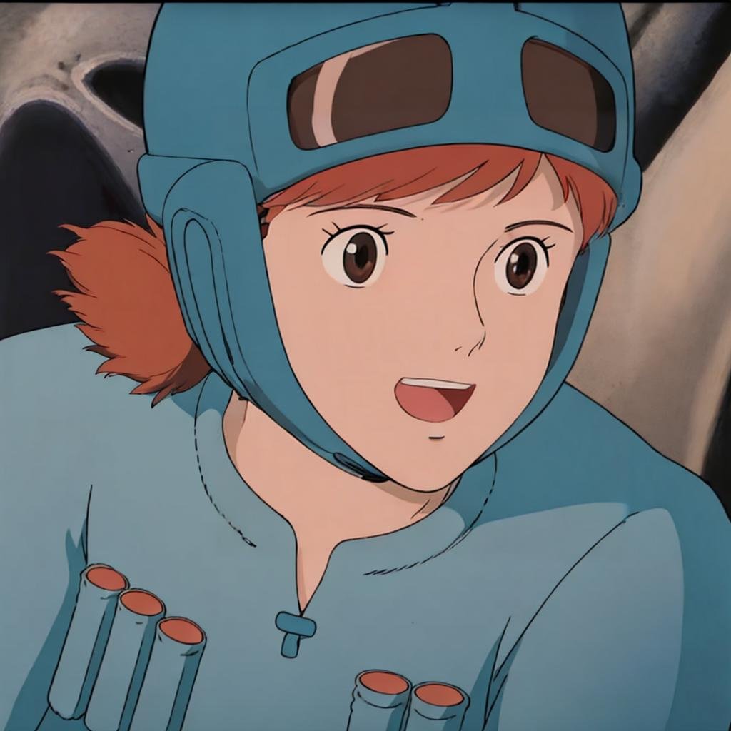 <lora:Nausicaa005:0.7>,close-up,smile,open mouth,Nausicaa,1girl,goggle helmet,blue_dress,long_sleeves,nature,