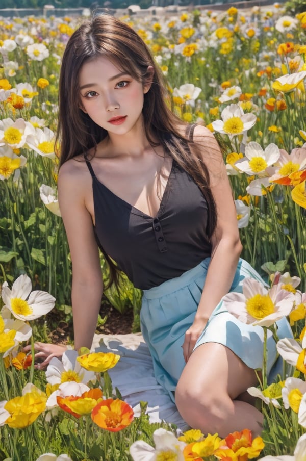 girl,chest,flower,