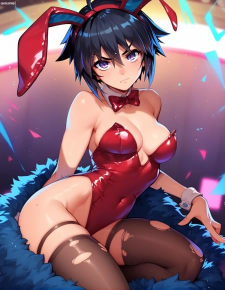 score_9,score_8_up,score_7_up,score_6_up,a girl in a night club, neon, playboy bunny, leather, black hair, short hair, tomboy, <lora:namonashi_style_pony6_v3-000038:1>namonstyl 