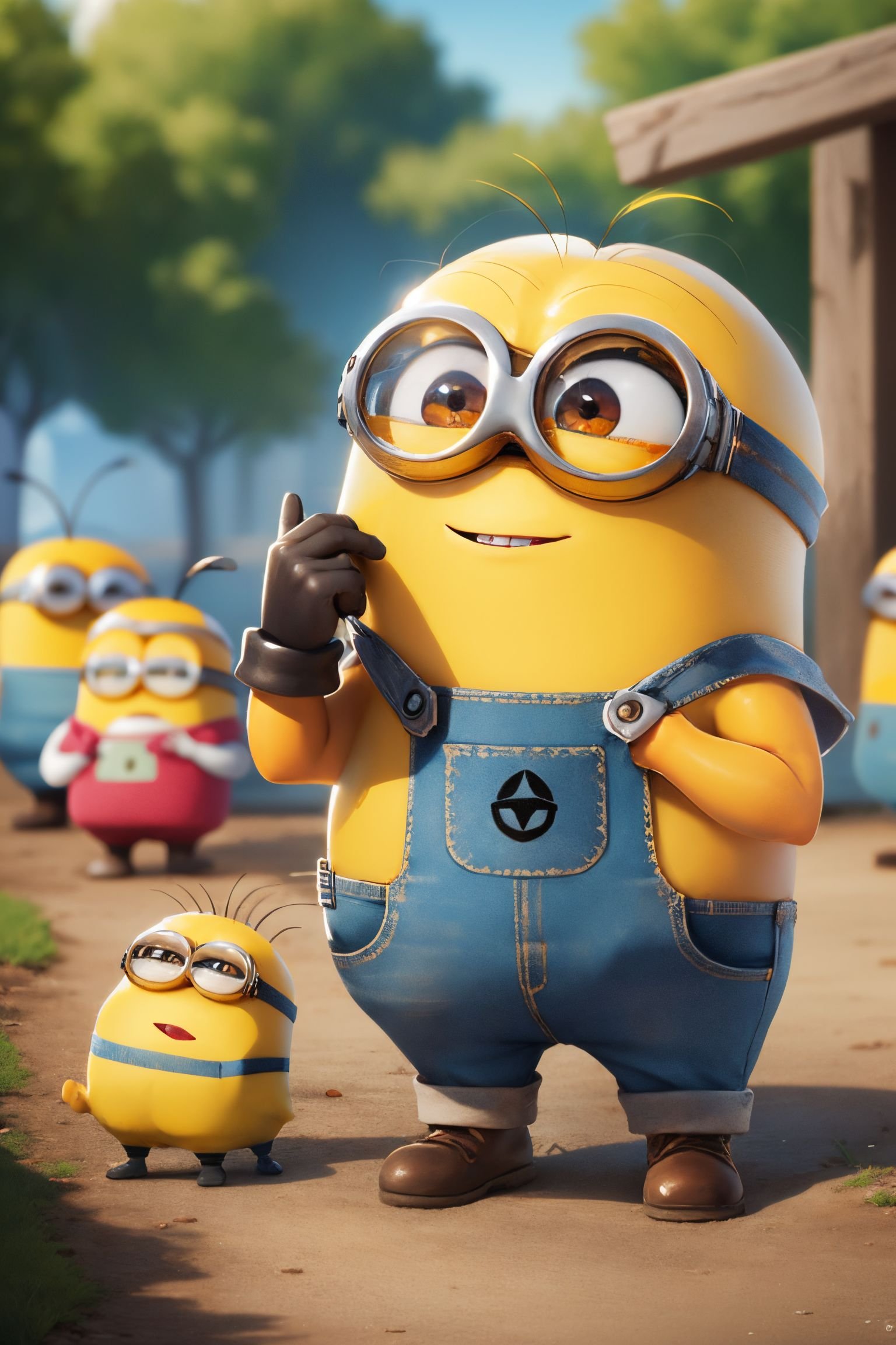 masterpiece,best quality,4K,8K,ultra detailed,ral-friedegg,Minions,minion,(kawaii,chibi:1.1),