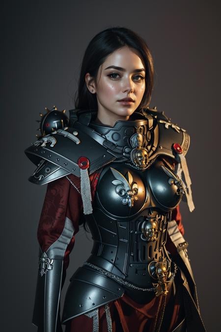 ((Masterpiece, best quality,edgQuality)),solo,1girl,edgAdepta, looking at viewer, full body, lips, realistic ,wearing edgAdepta,power armor,shoulder armor,skull emblem<lora:edgWar40KAdeptaSororitas:1>