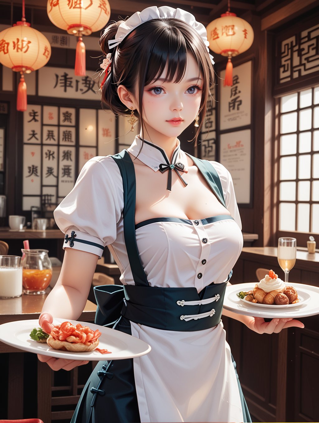 score_9, score_8_up, score_7_up,cowboy shot, china style,1girl,waitress, 