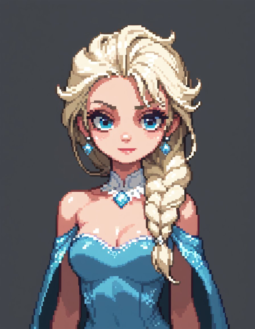 score_9, score_8_up, score_7_up, princess elsa from frozen, pixel art, solo