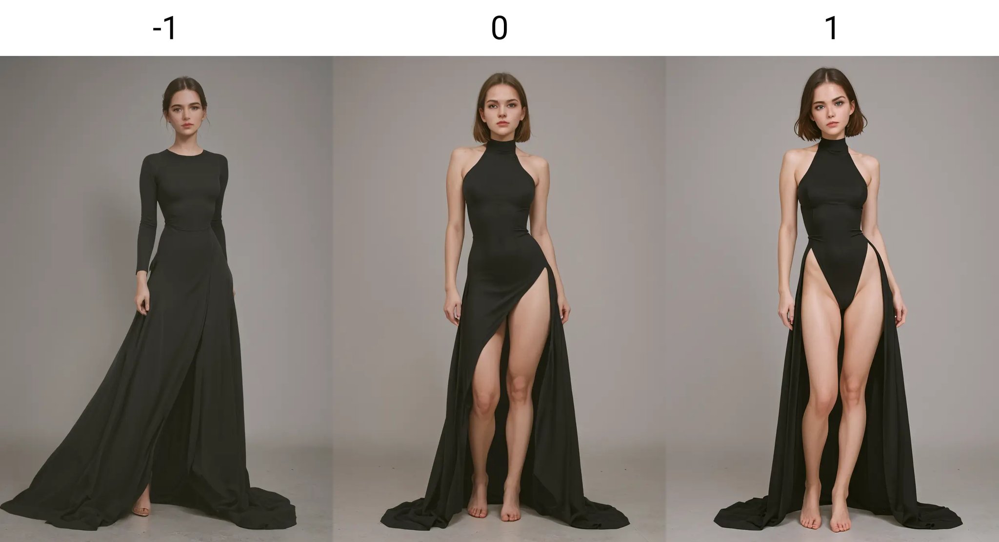 <lora:Skirt Length_alpha1.0_rank4_noxattn_last:-1>, woman, tight black dress, facing viewer, looking at viewer, standing, full body shot, ((solo girl)), 