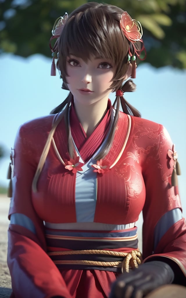 brown hair,hair ornament,twintails,lips,flower,chinese clothes,long sleeves,sash,red,<lora:hong-000009:1>,, (masterpiece, best quality, high quality, highres:1.2),8k,detail,CG,3d,
1girl,solo,pale skin,
detailed shadow,(glossy),(shiny skin),