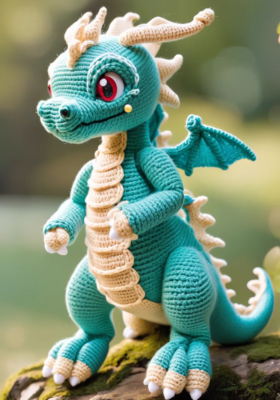 highres,best quality,photo,natural,dragon amigurumi