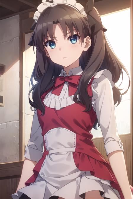 rintohsaka, <lora:rin tohsaka prisma s2s3-lora-nochekaiser:1>,rin tohsaka, long hair, black hair, two side up, aqua eyes, bow, hair bow,BREAK thighhighs, dress, frills, black thighhighs, zettai ryouiki, long sleeves, maid, maid headdress, red dress,BREAK outdoors, snow,BREAK looking at viewer, (cowboy shot:1.5), dynamic pose,BREAK <lyco:GoodHands-beta2:1>, (masterpiece:1.2), best quality, high resolution, unity 8k wallpaper, (illustration:0.8), (beautiful detailed eyes:1.6), extremely detailed face, perfect lighting, extremely detailed CG, (perfect hands, perfect anatomy),