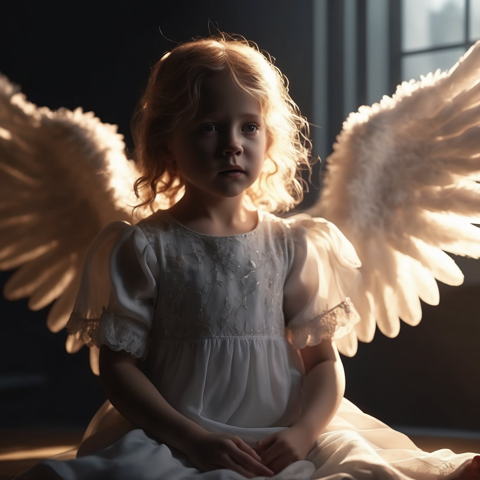 children, dramatic light, flash, ultra - realistic wind machine, super wide angel, she is very detailed in 8K