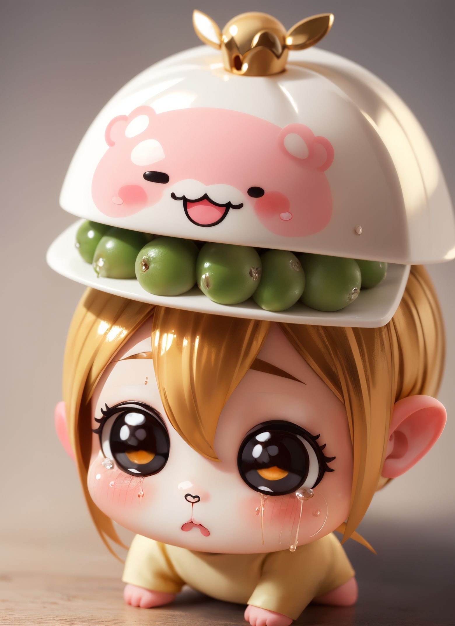 onionstyle free self-expression regarding onion can cry,3D,(kawaii,chibi:1.5),(shiny skin:1.4),