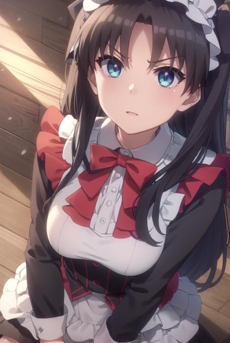 rintohsaka, <lora:rin tohsaka prisma s2s3-lora-nochekaiser:1>,rin tohsaka, long hair, black hair, two side up, aqua eyes, bow, hair bow,BREAK thighhighs, dress, frills, black thighhighs, zettai ryouiki, long sleeves, maid, maid headdress, red dress,BREAK outdoors, snow,BREAK looking at viewer, (cowboy shot:1.5), dynamic pose,BREAK <lyco:GoodHands-beta2:1>, (masterpiece:1.2), best quality, high resolution, unity 8k wallpaper, (illustration:0.8), (beautiful detailed eyes:1.6), extremely detailed face, perfect lighting, extremely detailed CG, (perfect hands, perfect anatomy),