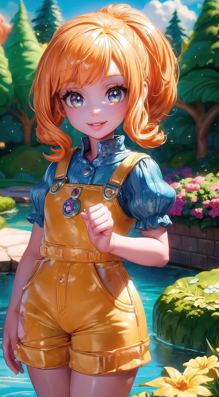 (masterpiece, best quality:1.3), 8k resolution, digital illustration, p0lly, 3d, toy, original, ultra-detailed portrait, cowboy shot, 1girl, minigirl, polly pocket, photoreal, blonde hair, playful, garden, outdoors, sunlight, looking at viewer, smile, rubber, (dynamic), stylish, (shiny:1.1) fashion, orange hair, overalls, holding purse, (deep depth of field), cute, miniature, depth, glitter, extremely detailed, (intricate details), perfect face, finely detailed face, detailed eyes, volumetric, perfect composition,volumetric lighting, soft lighting,traditional media,cara,sweetscape,coralinefilm<lora:EMS-30949-EMS:0.200000>, <lora:EMS-363895-EMS:0.800000>, <lora:EMS-179-EMS:0.300000>, <lora:EMS-32692-EMS:0.600000>