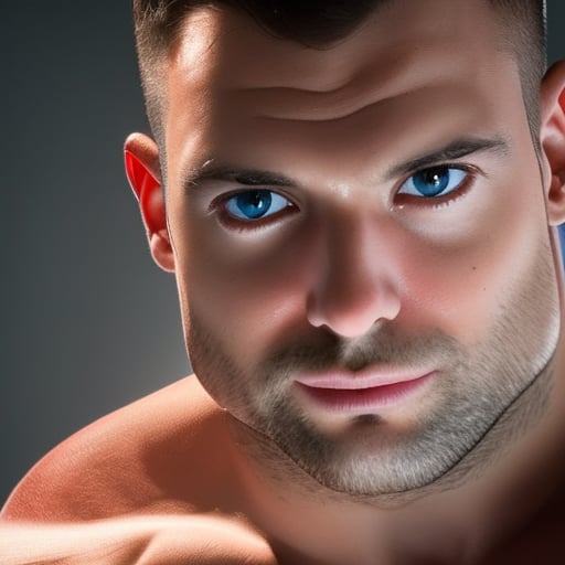 1man, muscular, upper body close up, studio light, professional photography