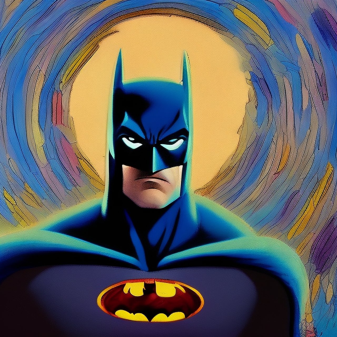 (masterpiece,  best quality,)  (ultra-detailed), modern disney style, batman \(series\),