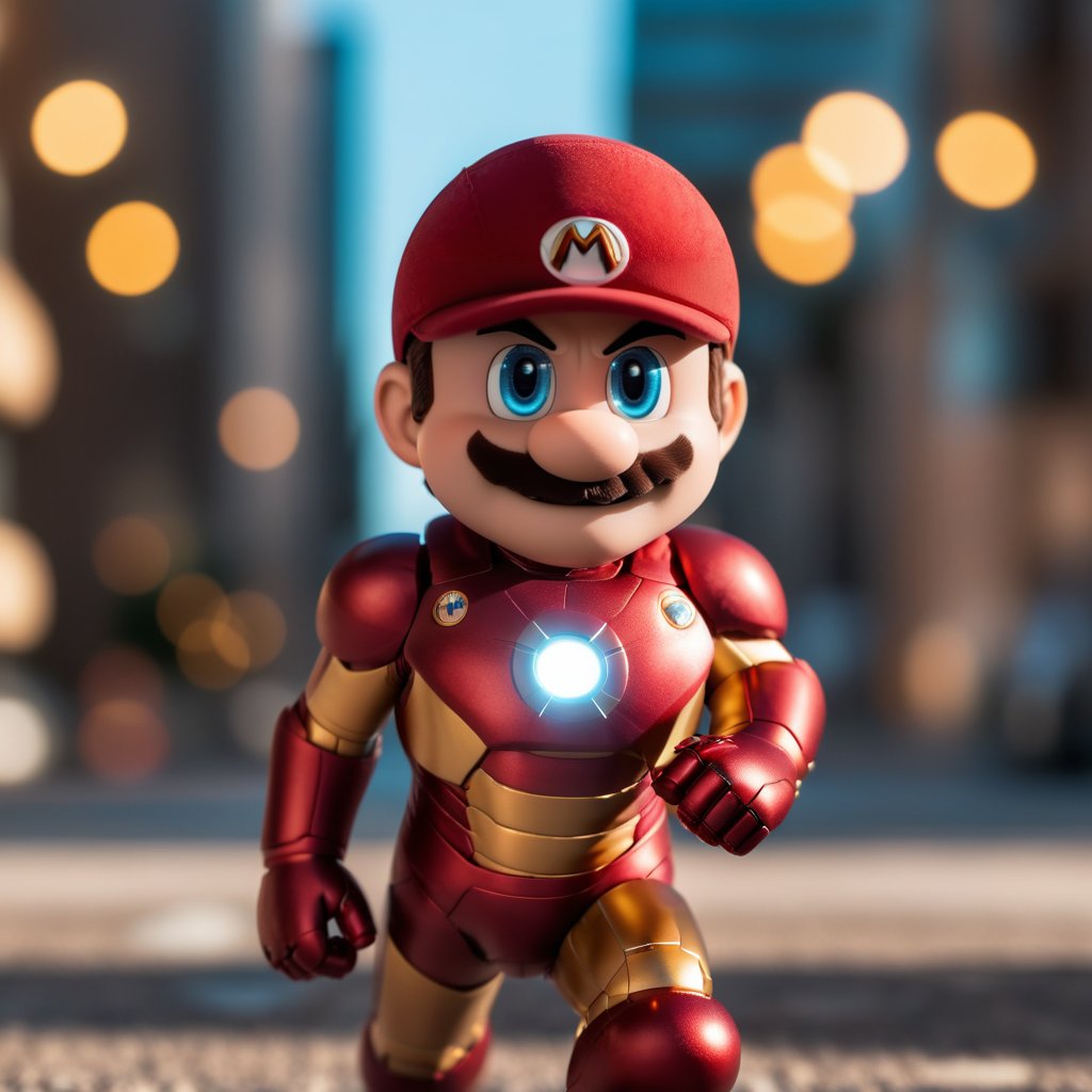 cinematic photo  mario dressed as ironman  . 35mm photograph, film, bokeh, professional, 4k, highly detailed  <lora:Mario1024-000200:0.8>