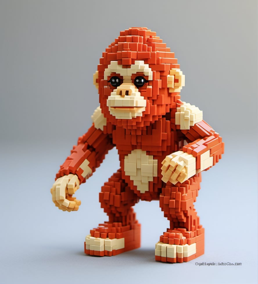 Lego pixel art,toy,3d model,detailed,creativity,fine craftsmanship,<lora:微型像素-000009:0.6>,orangutan,