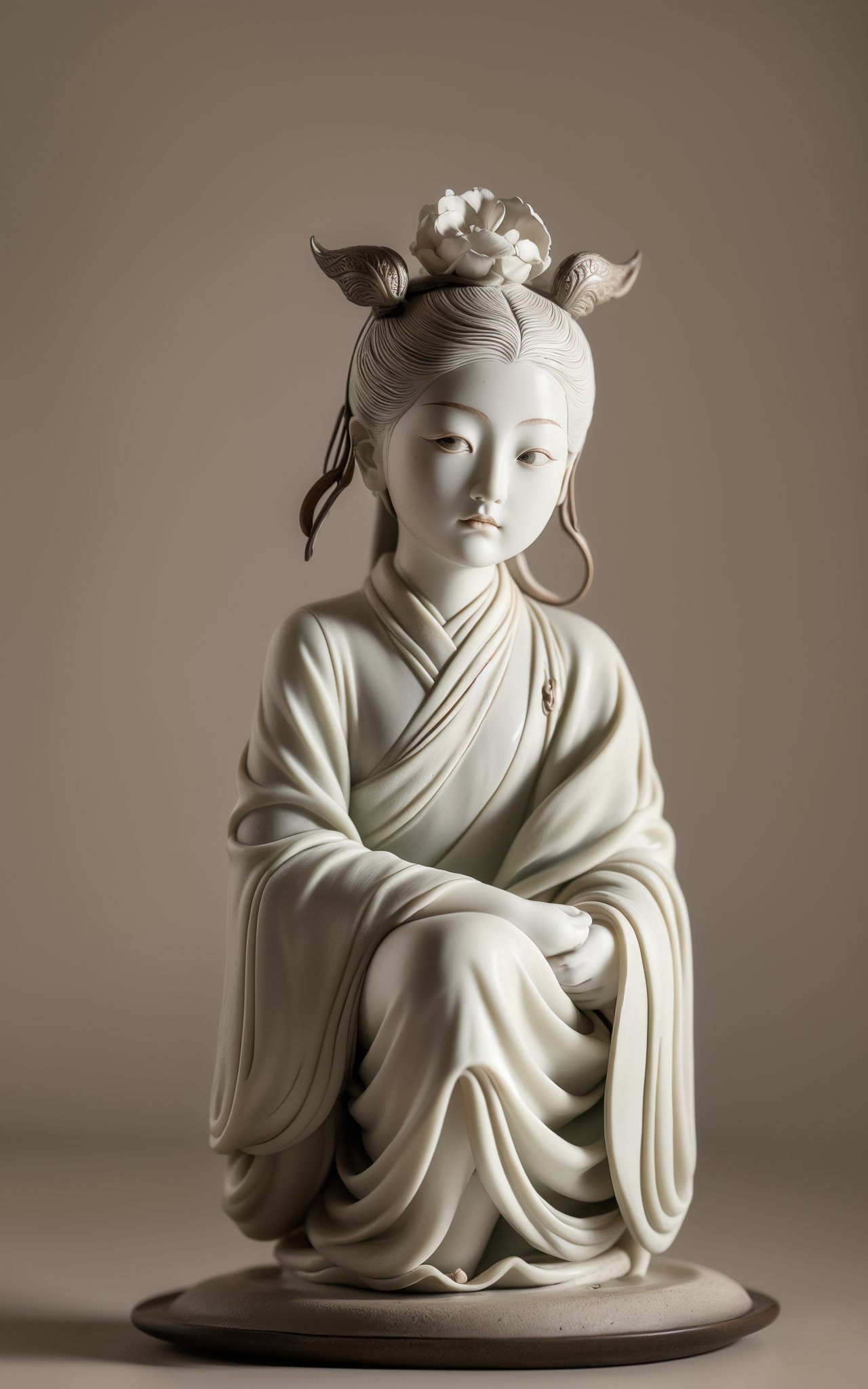 (masterpiece, top quality, best quality, official art, beautiful and aesthetic:1.2),cover art,illustration minimalism,background of stoneware and stone,dark background,zen,silence,fallen leaves,bleak,poignant,sculpture of girls in ancient chinese hanfu,chinese dragon sculpture,(sculpture:1.2),,