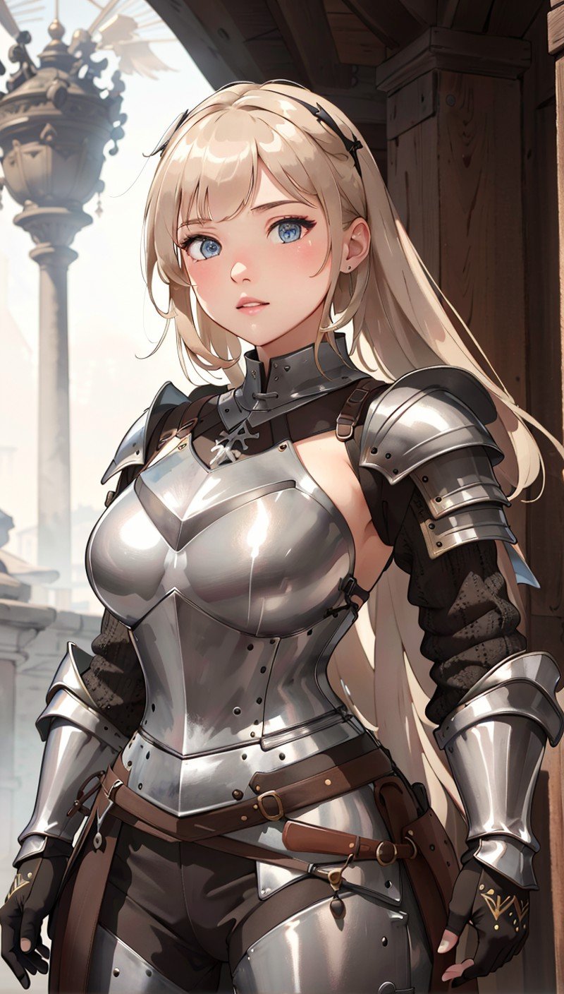 best quality,masterpiece,highly detailed,ultra-detailed,  <lora:neg9V2_last:0.7>1girl,  medieval-armor-girl, heavy armor,german knight corps, <lora:medieval-armor-girl_V02:1>