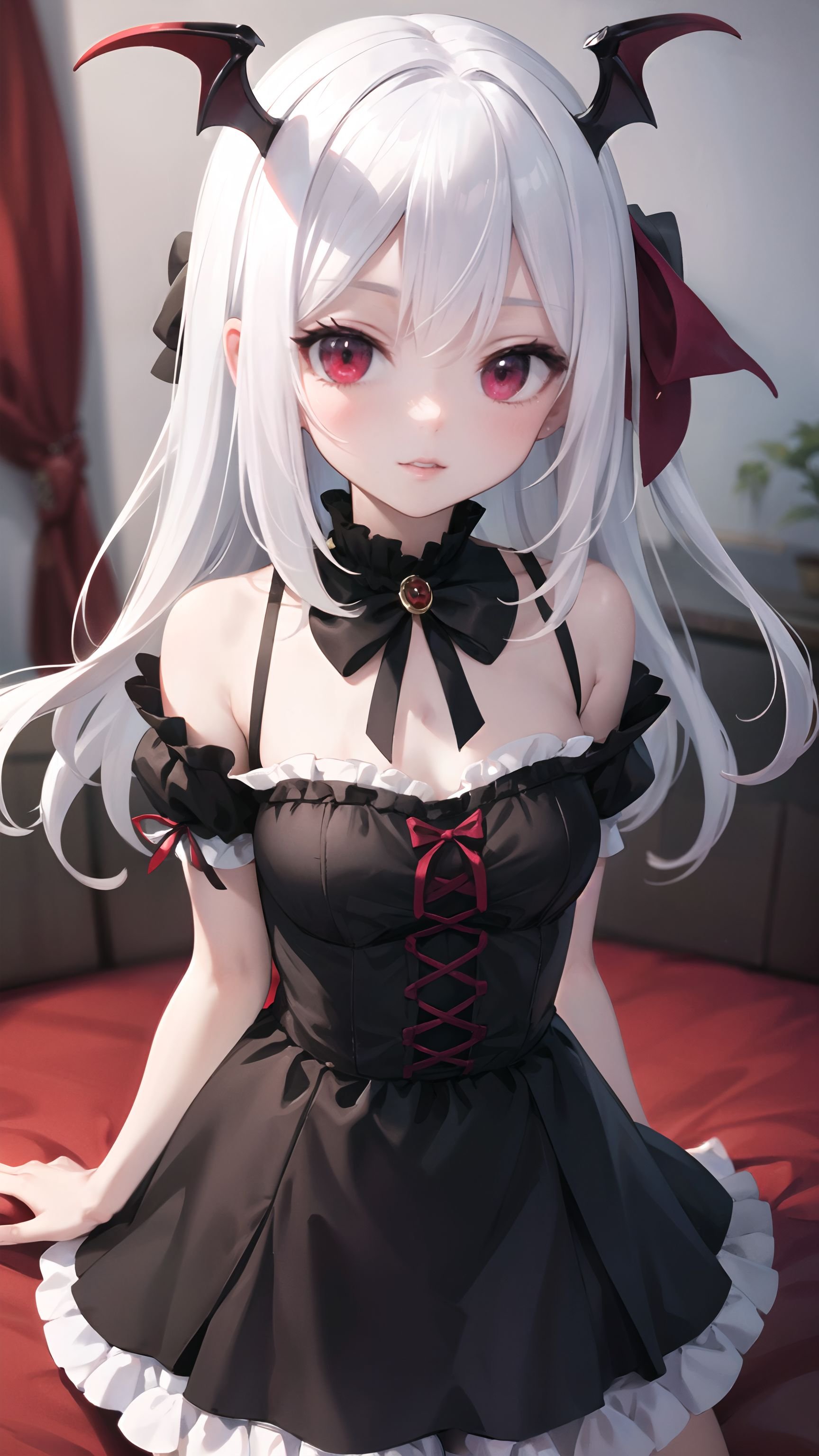 masterpiece,best quality,8k,loli,solo,white hair,kawaii,(depth of field),room,cat ear,